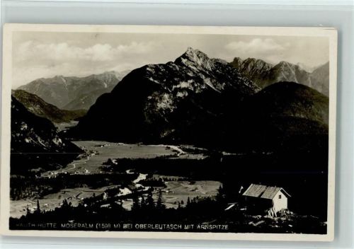 Moseralm Rauth-Hütte bei Oberleutasch mit Arnspitze Hüttenstempel