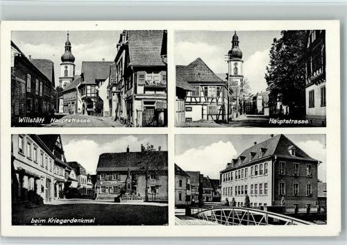 Willstätt Hauptstrasse Beim Kriegerdenkmal Schulhaus Ortsansicht 4-Bildaufnahme