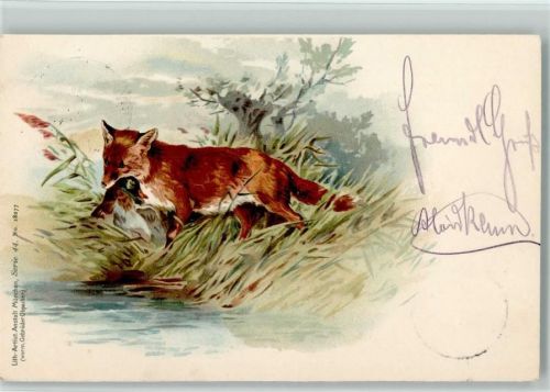 1899 Fuchs mit seiner Beute AK
