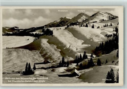 Steibis Ansicht Skiparadies Hochhätrich Winteraufnahme mit Rindalphorn Hochgrat Falken Foto Mauch