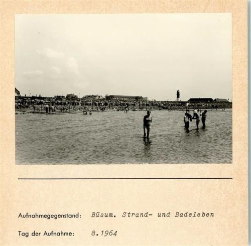 25761 W2242 Büsum FOTO KEINE AK Strand- und Badeleben Foto montiert auf Karton