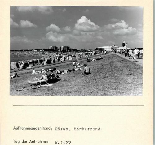 Büsum Korbstrand Foto montiert auf Karton