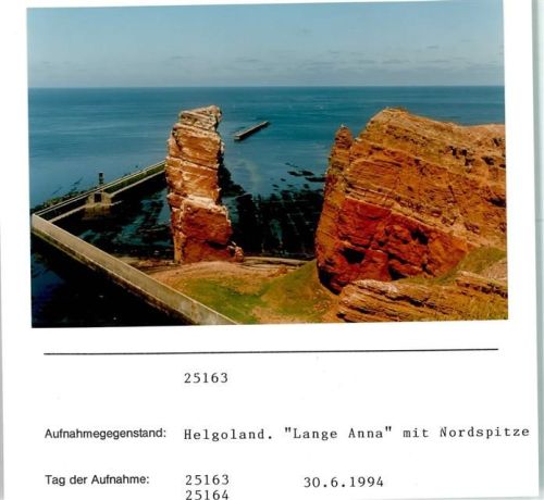 Helgoland Lange Anna mit Nordspitze Foto montiert auf Karton