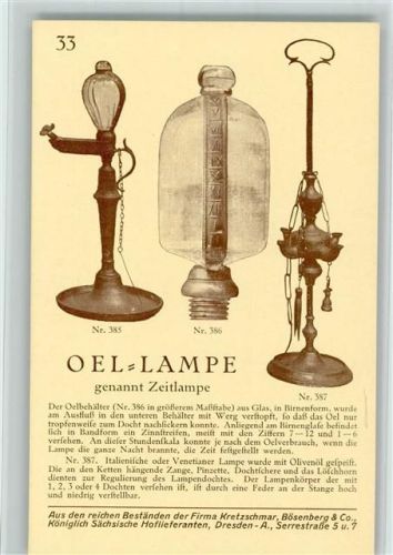 Werbung Kretschmar Nr 33 Öllampe