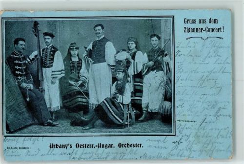 Musikgruppe Urbanys Orchester AK Zigeuner 1902 Gebrauchsspuren