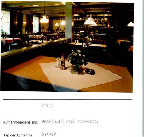 Dagebüll Hotel Niewarft Innenaufnahme Speisesaal Foto montiert auf Karton