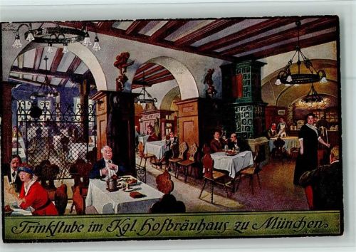 W8000 München Trinkstube im Kgl. Hofbräuhaus Innenaufnahme Hofbräuhaus Künstlerkarte