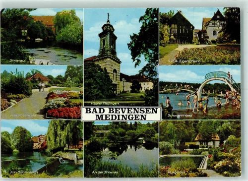 Bad Bevensen Rückseite mit Abschürfungen bzw Kleberesten Kloster Medingen Schwimmbad Am Mühlenteich