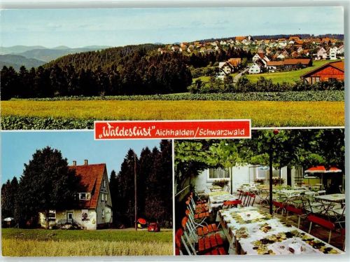 Aichhalden Rückseite mit Abschürfungen bzw Kleberesten Gasthaus Waldeslust