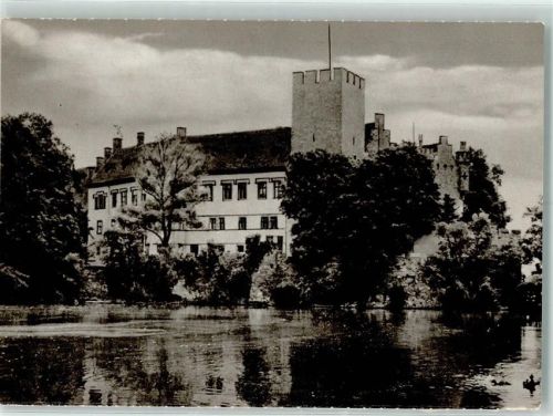 Flechtingen Schloss Ansichtskarte aus der Zone Rückseite mit Abschürfungen bzw Kleberesten