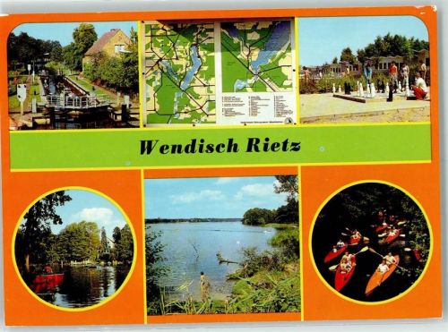 Wendisch Rietz Rückseite mit Abschürfungen bzw Kleberesten Scharmützelsee Schleuse Schach Kanu
