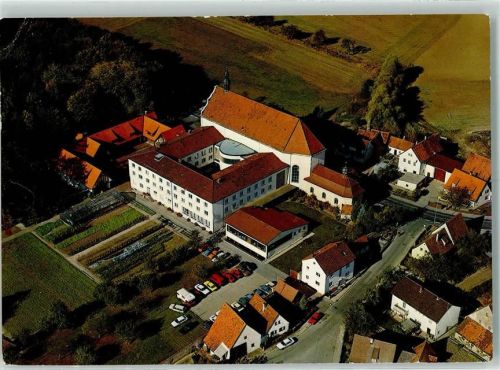 Scheinfeld Fliegeraufnahme Bildungshaus Kloster Schwarzenberg Rückseite mit Abschürfungen bzw Kleberesten