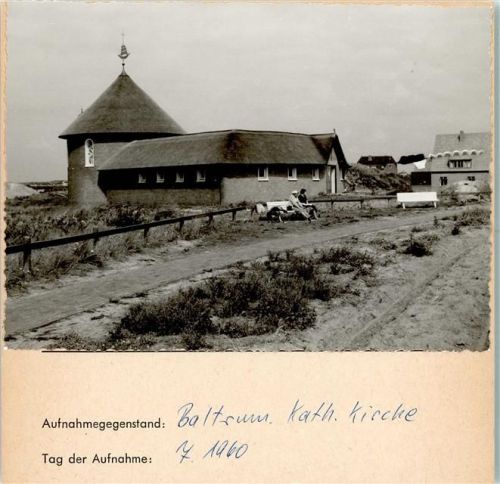 Baltrum Kath. Kirche Foto montiert auf Karton