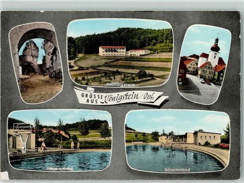 Königstein Rückseite mit Abschürfungen bzw Kleberesten Schwimmbad Erholungsheim