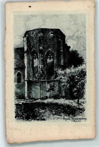 Bullay 1907 Ruine Marienburg Radierung