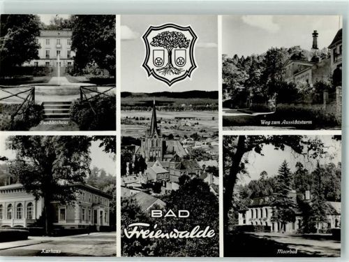Bad Freienwalde Puschkinhaus Kurhaus Weg zum Aussichtsturm Moorbad Rückseite mit Abschürfungen bzw Kleberesten