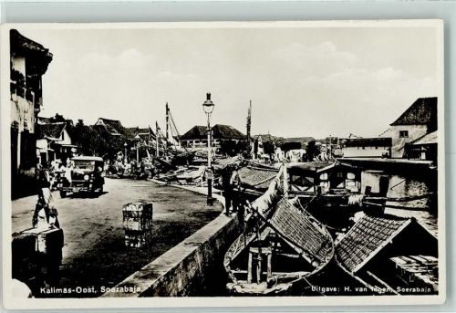 Surabaya 1930 Kalimas Oost Hafen AK