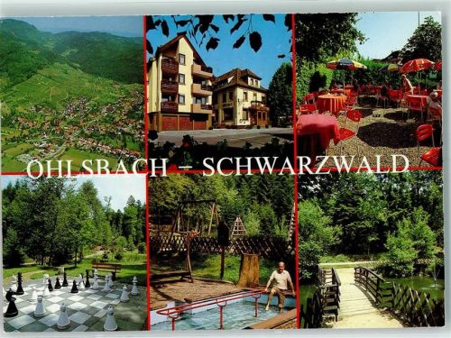 Ohlsbach Wassertretbecken Schach Fliegeraufnahme Rückseite mit Abschürfungen bzw Kleberesten