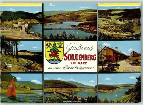 Schulenberg Sperrmauer Alt-Schulenberg VW-Erholungsheim Segelboot Weißwasserbrücke Rückseite mit Abschürfungen bzw Kleberesten