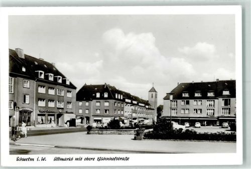 Schwelm Altmarkt mit obere Bahnhofstraße und Kath. Kirche Rückseite mit Abschürfungen bzw Kleberesten