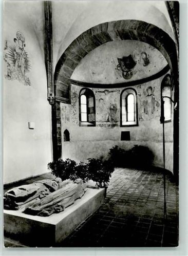 Frauenroth Rückseite mit Abschürfungen bzw Kleberesten ehem. Klosterkirche Chor Stiftergrab Fresken