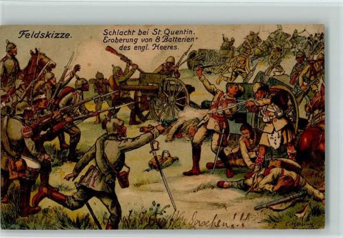 1914 WK I Feldzkizze - Schlacht bei St. Quentin