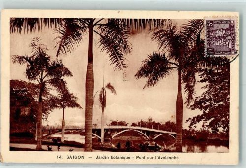 Saigon 1935 Jardin botanique Pont sur Avalanche AK