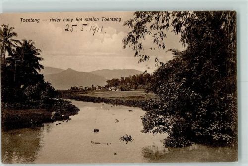 Toentang 1911 Rrivier naby het station Toentang Niederländische Kolonie