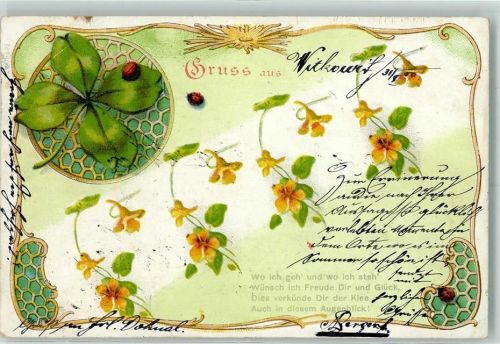 1900 Grusss aus Jugendstil Spruch Klee AK