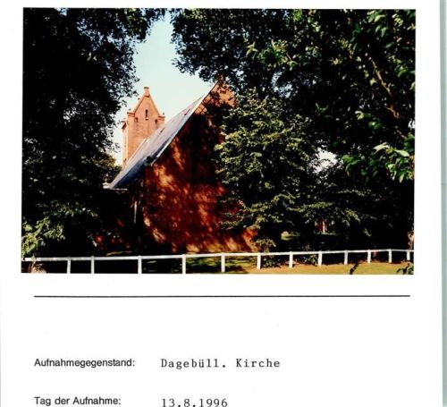 Dagebüll Kirche Foto montiert auf Karton