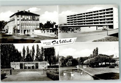 47877 W4156 Willich - Rückseite mit Abschürfungen bzw Kleberesten Kriegerdenkmal Schwanensee
