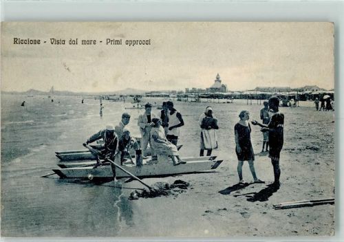 Riccione 1931 Vista dal mare, Massagen am Strand, HändlerAK