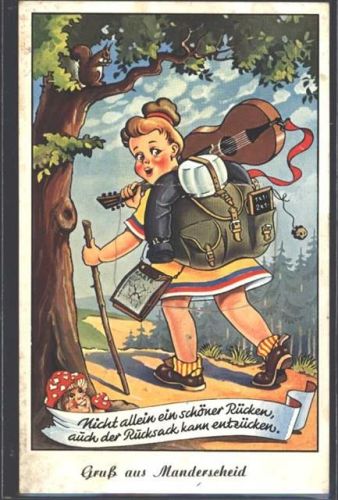 Manderscheid 1953 Wandern Rucksack Leporello AK