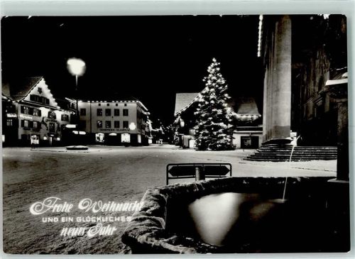 Dornbirn Weihnachtskarte Weihnachtsbaum Nacht Winter Brunnen Ort lt.Stempel