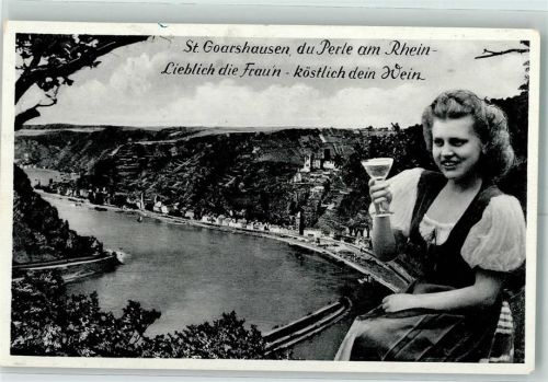St. Goarshausen Rhein Frau mit Weinglas