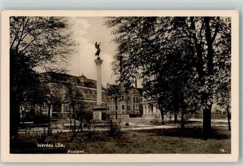 08412 O9620 Werdau , Sachs - Postamt Denkmal