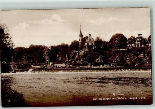 Grimma Gattersburg mit Wehr und Hängebrücke