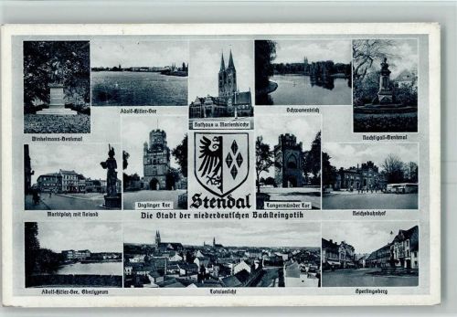 Stendal WK II Winkelmann Denkmal Rathaus Marienkirche Bahnhof Marktplatz