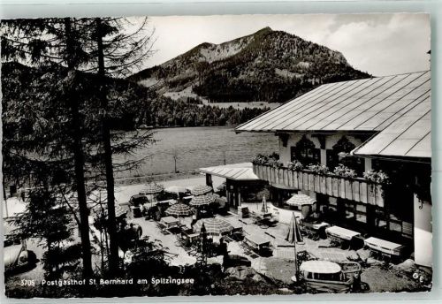 Spitzingsee St. Bernhard Gasthaus Postgasthof und Seecafé Terrasse VW Käfer