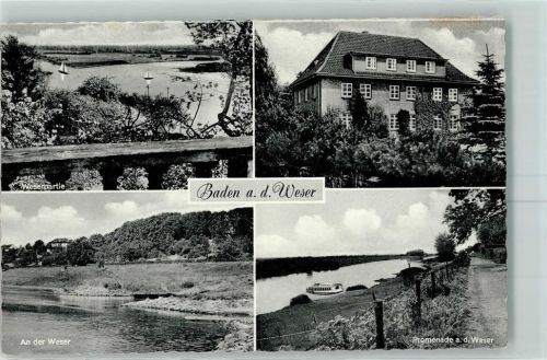 28832 W2807 Baden b Bremen - Segelboot Weser Ufer
