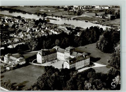 63924 W8764 Kleinheubach - Fliegeraufnahme Fürstlich Löwenstein´sches Schloss Main Frachtschiff