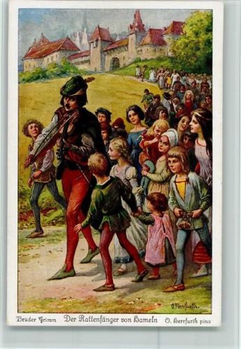 Serie 21 Nr. 2221 Der Rattenfänger von Hameln AK Cramers Kunstanstalt - Märchen Herrfurth, O.