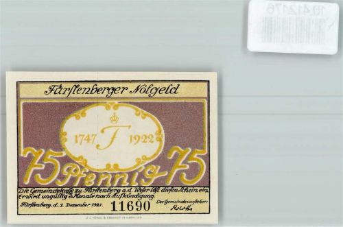 Fürstenberg Notgeld Alte Windmühle