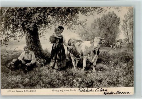 Nr. 6 Verlag Brunner & Co -Mittag auf dem Felde - Landwirtschaft, Kühe