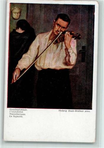 Nr. 1920 BKW Geiger - Vergänglichkeit, Trauer - Gemälde von Wollner Wiener Kunst