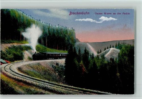 Brockenbahn . grosse Kurve an der Padde , gute Erhaltung AK