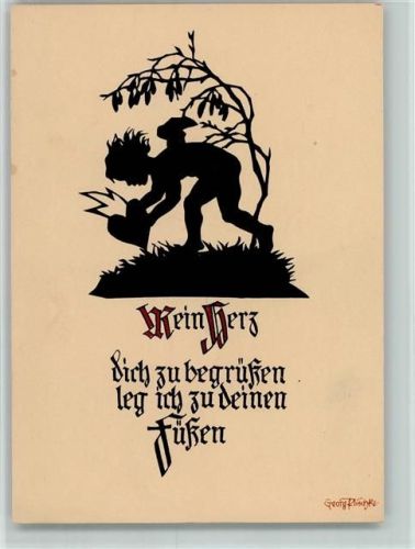 Jahrweiser - Engel mit einem Herzen - Reim AK Plischke, G. Künstlerkarte