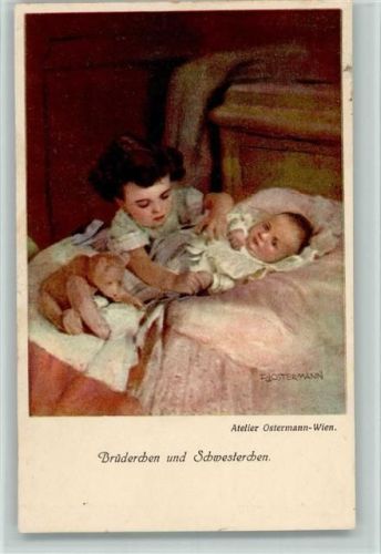 1926 Gemälde von Jostermann - Geschwister, Teddy