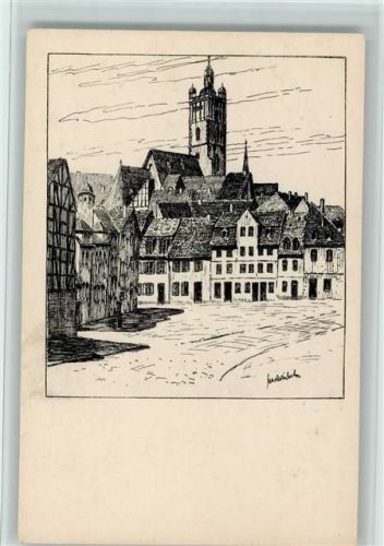 Darmstadt Nr. 8 Schlachthausplatz- Federzeichnung v. Karl Winkler, gute Erhaltung AK