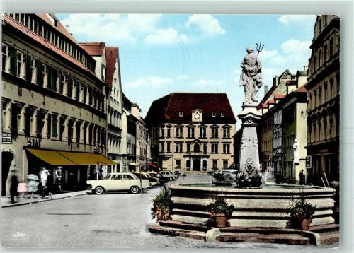 Kaufbeuren Kaiser Max Straße Rathaus Neptunbrunnen SPAR-Geschäft